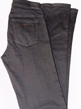 GUESS Women's Black Boot Cut Jeans with Logo Patch
